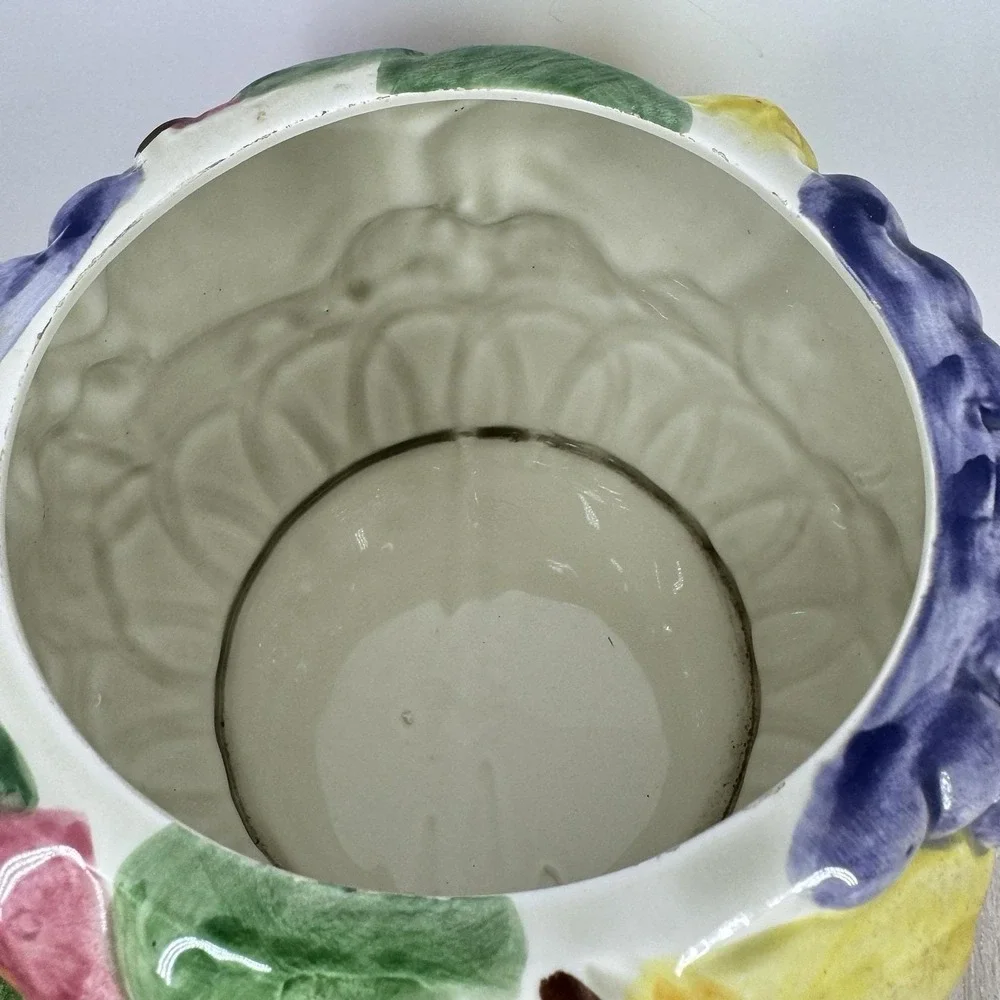 Otagiri‎ Japan Fruit Basket Cookie Jar Ceramic Apple Grape Strawberry READ